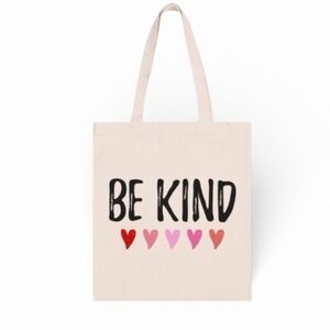 “BE KIND” Heart Print Minimalist Fashion Tote Bag NWT